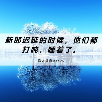 Picture 06 - 马 太 福 音 25:5 CUVS - 新 郎 迟 延 的 时 候 ， 他 们 都 打 - Bible Verse Picture