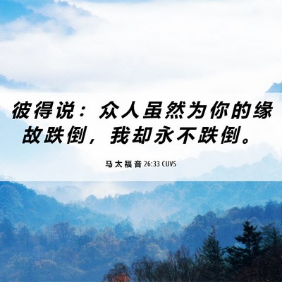 Picture 06 - 马 太 福 音 26:33 CUVS - 彼 得 说 ： 众 人 虽 然 为 你 的 缘 - Bible Verse Picture