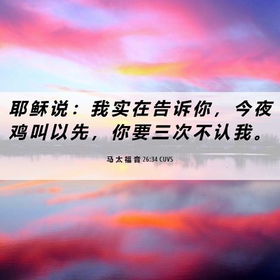 Picture 06 - 马 太 福 音 26:34 CUVS - 耶 稣 说 ： 我 实 在 告 诉 你 ， 今 - Bible Verse Picture