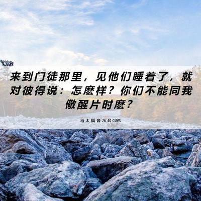 Picture 06 - 马 太 福 音 26:40 CUVS - 来 到 门 徒 那 里 ， 见 他 们 睡 着 - Bible Verse Picture