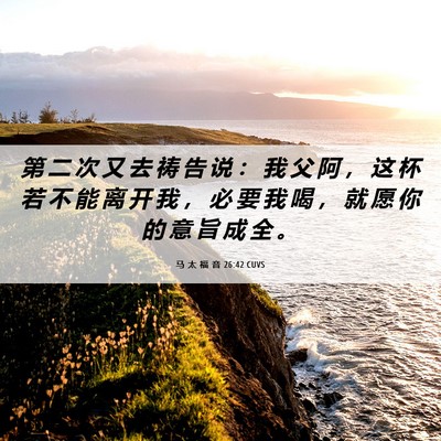 Picture 06 - 马 太 福 音 26:42 CUVS - 第 二 次 又 去 祷 告 说 ： 我 父 阿 - Bible Verse Picture