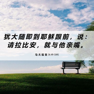Picture 06 - 马 太 福 音 26:49 CUVS - 犹 大 随 即 到 耶 稣 跟 前 ， 说 ： - Bible Verse Picture
