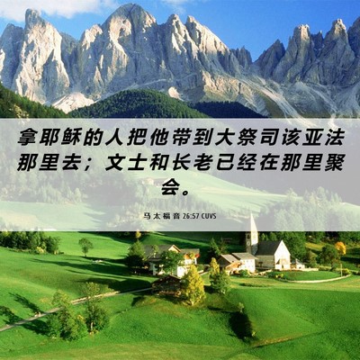 Picture 06 - 马 太 福 音 26:57 CUVS - 拿 耶 稣 的 人 把 他 带 到 大 祭 司 - Bible Verse Picture