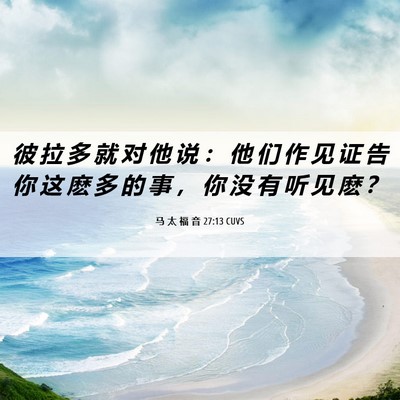 Picture 06 - 马 太 福 音 27:13 CUVS - 彼 拉 多 就 对 他 说 ： 他 们 作 见 - Bible Verse Picture