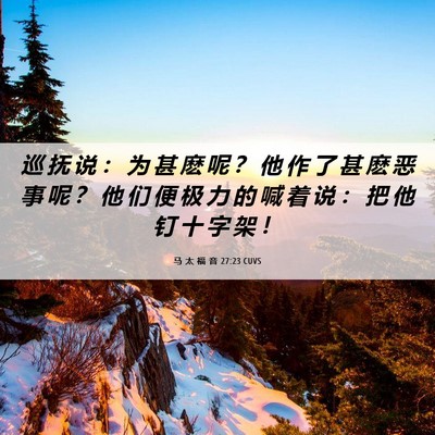 Picture 06 - 马 太 福 音 27:23 CUVS - 巡 抚 说 ： 为 甚 麽 呢 ？ 他 作 了 - Bible Verse Picture