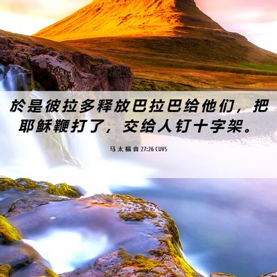 Picture 06 - 马 太 福 音 27:26 CUVS - 於 是 彼 拉 多 释 放 巴 拉 巴 给 他 - Bible Verse Picture