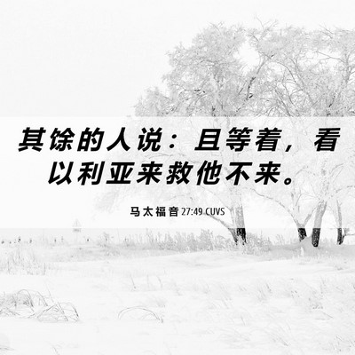 Picture 06 - 马 太 福 音 27:49 CUVS - 其 馀 的 人 说 ： 且 等 着 ， 看 以 - Bible Verse Picture
