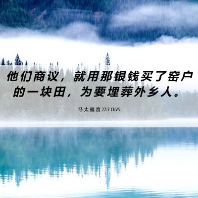 Picture 06 - 马 太 福 音 27:7 CUVS - 他 们 商 议 ， 就 用 那 银 钱 买 了 - Bible Verse Picture