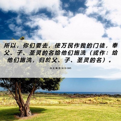 Picture 06 - 马 太 福 音 28:19 CUVS - 所 以 ， 你 们 要 去 ， 使 万 民 作 - Bible Verse Picture