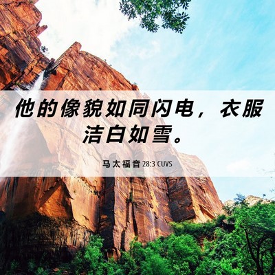 Picture 06 - 马 太 福 音 28:3 CUVS - 他 的 像 貌 如 同 闪 电 ， 衣 服 洁 - Bible Verse Picture