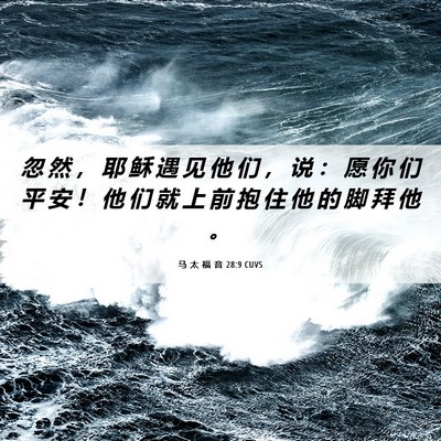 Picture 06 - 马 太 福 音 28:9 CUVS - 忽 然 ， 耶 稣 遇 见 他 们 ， 说 ： - Bible Verse Picture