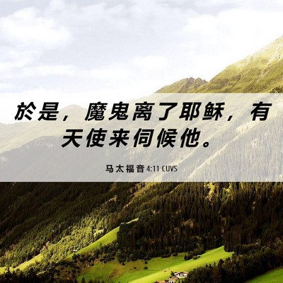 Picture 06 - 马 太 福 音 4:11 CUVS - 於 是 ， 魔 鬼 离 了 耶 稣 ， 有 天 - Bible Verse Picture