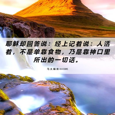 Picture 06 - 马 太 福 音 4:4 CUVS - 耶 稣 却 回 答 说 ： 经 上 记 着 说 - Bible Verse Picture