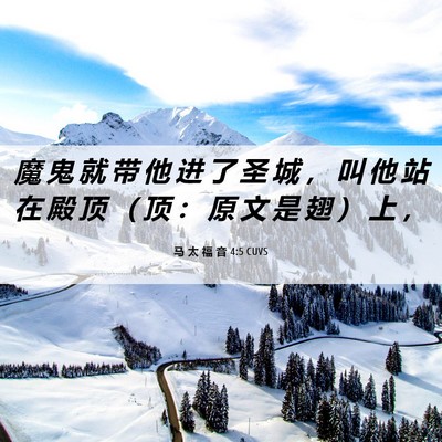 Picture 06 - 马 太 福 音 4:5 CUVS - 魔 鬼 就 带 他 进 了 圣 城 ， 叫 他 - Bible Verse Picture