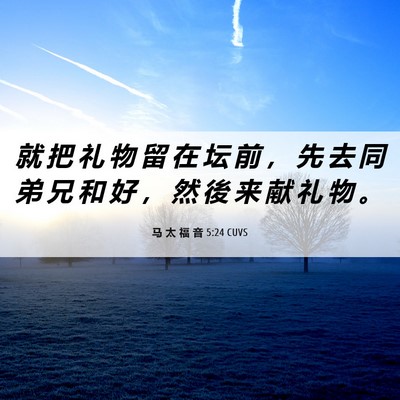 Picture 06 - 马 太 福 音 5:24 CUVS - 就 把 礼 物 留 在 坛 前 ， 先 去 同 - Bible Verse Picture