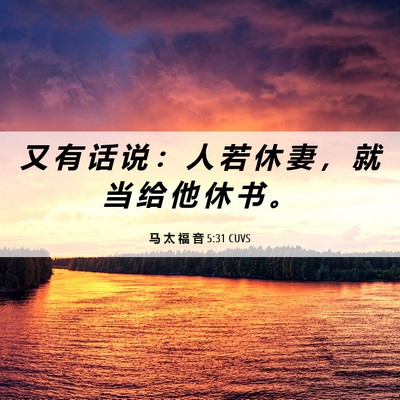 Picture 06 - 马 太 福 音 5:31 CUVS - 又 有 话 说 ： 人 若 休 妻 ， 就 当 - Bible Verse Picture
