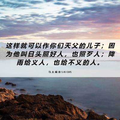 Picture 06 - 马 太 福 音 5:45 CUVS - 这 样 就 可 以 作 你 们 天 父 的 儿 - Bible Verse Picture