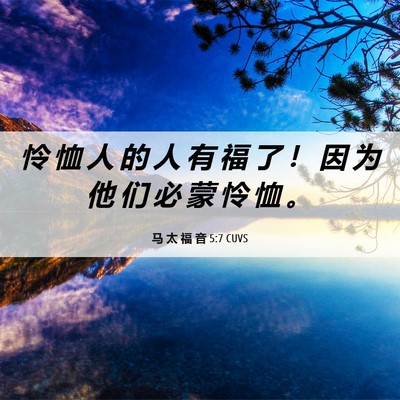 Picture 06 - 马 太 福 音 5:7 CUVS - 怜 恤 人 的 人 有 福 了 ！ 因 为 他 - Bible Verse Picture
