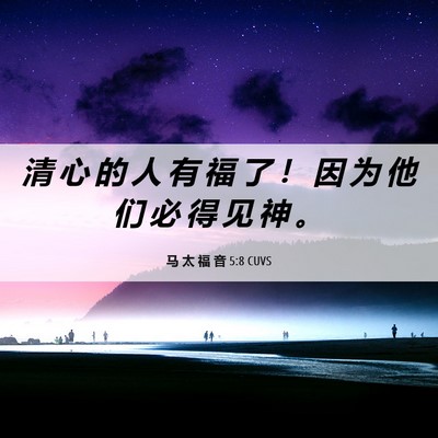 Picture 06 - 马 太 福 音 5:8 CUVS - 清 心 的 人 有 福 了 ！ 因 为 他 们 - Bible Verse Picture