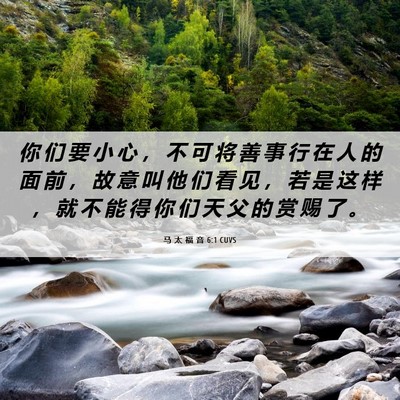 Picture 06 - 马 太 福 音 6:1 CUVS - 你 们 要 小 心 ， 不 可 将 善 事 行 - Bible Verse Picture