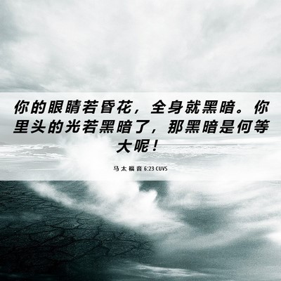 Picture 06 - 马 太 福 音 6:23 CUVS - 你 的 眼 睛 若 昏 花 ， 全 身 就 黑 - Bible Verse Picture