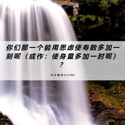Picture 06 - 马 太 福 音 6:27 CUVS - 你 们 那 一 个 能 用 思 虑 使 寿 数 - Bible Verse Picture