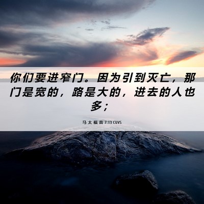 Picture 06 - 马 太 福 音 7:13 CUVS - 你 们 要 进 窄 门 。 因 为 引 到 灭 - Bible Verse Picture