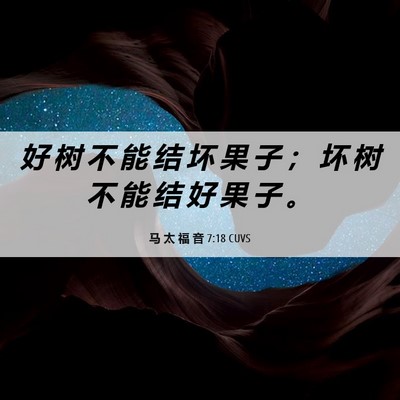 Picture 06 - 马 太 福 音 7:18 CUVS - 好 树 不 能 结 坏 果 子 ； 坏 树 不 - Bible Verse Picture