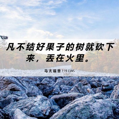 Picture 06 - 马 太 福 音 7:19 CUVS - 凡 不 结 好 果 子 的 树 就 砍 下 来 - Bible Verse Picture