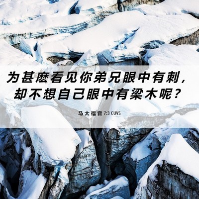 Picture 06 - 马 太 福 音 7:3 CUVS - 为 甚 麽 看 见 你 弟 兄 眼 中 有 刺 - Bible Verse Picture