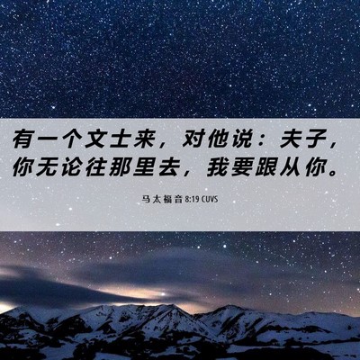 Picture 06 - 马 太 福 音 8:19 CUVS - 有 一 个 文 士 来 ， 对 他 说 ： 夫 - Bible Verse Picture