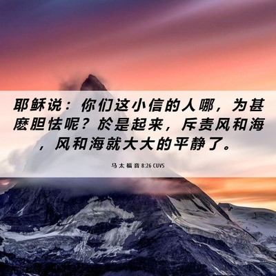 Picture 06 - 马 太 福 音 8:26 CUVS - 耶 稣 说 ： 你 们 这 小 信 的 人 哪 - Bible Verse Picture