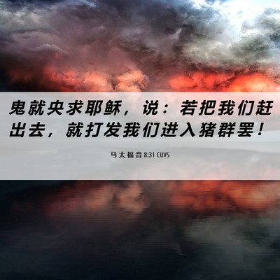 Picture 06 - 马 太 福 音 8:31 CUVS - 鬼 就 央 求 耶 稣 ， 说 ： 若 把 我 - Bible Verse Picture