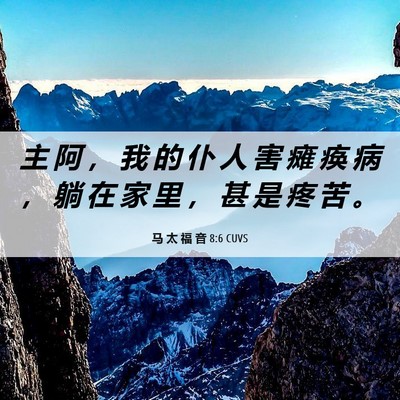 Picture 06 - 马 太 福 音 8:6 CUVS - 主 阿 ， 我 的 仆 人 害 瘫 痪 病 ， - Bible Verse Picture
