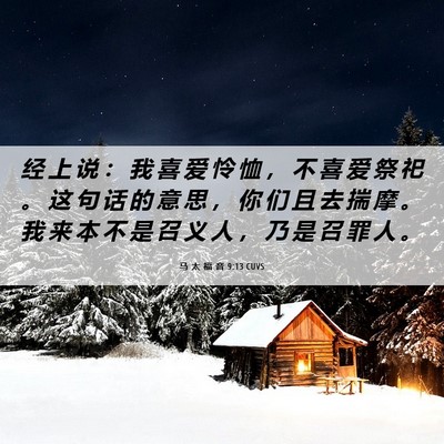 Picture 06 - 马 太 福 音 9:13 CUVS - 经 上 说 ： 我 喜 爱 怜 恤 ， 不 喜 - Bible Verse Picture