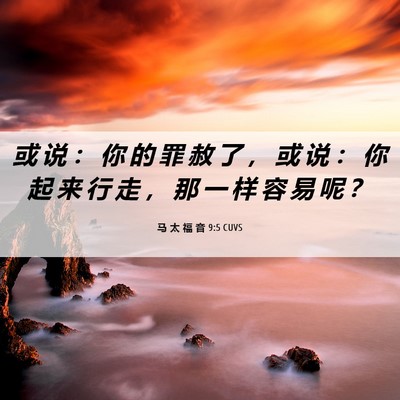 Picture 06 - 马 太 福 音 9:5 CUVS - 或 说 ： 你 的 罪 赦 了 ， 或 说 ： - Bible Verse Picture