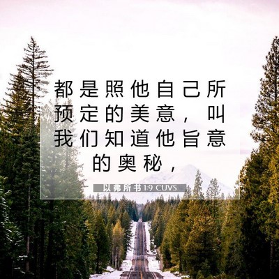 Picture 07 - 以 弗 所 书 1:9 CUVS - 都 是 照 他 自 己 所 预 定 的 美 意 - Bible Verse Picture