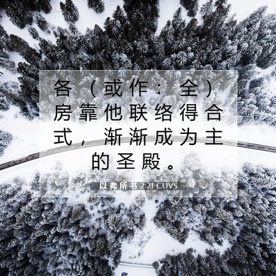 Picture 07 - 以 弗 所 书 2:21 CUVS - 各 （ 或 作 ： 全 ） 房 靠 他 联 络 - Bible Verse Picture