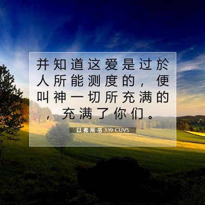 Picture 07 - 以 弗 所 书 3:19 CUVS - 并 知 道 这 爱 是 过 於 人 所 能 测 - Bible Verse Picture