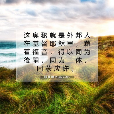 Picture 07 - 以 弗 所 书 3:6 CUVS - 这 奥 秘 就 是 外 邦 人 在 基 督 耶 - Bible Verse Picture