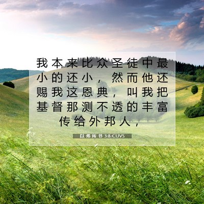 Picture 07 - 以 弗 所 书 3:8 CUVS - 我 本 来 比 众 圣 徒 中 最 小 的 还 - Bible Verse Picture