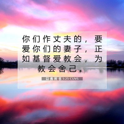 Picture 07 - 以 弗 所 书 5:25 CUVS - 你 们 作 丈 夫 的 ， 要 爱 你 们 的 - Bible Verse Picture