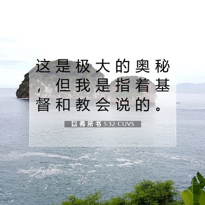 Picture 07 - 以 弗 所 书 5:32 CUVS - 这 是 极 大 的 奥 秘 ， 但 我 是 指 - Bible Verse Picture