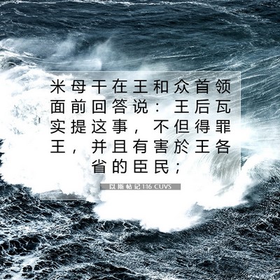 Picture 07 - 以 斯 帖 记 1:16 CUVS - 米 母 干 在 王 和 众 首 领 面 前 回 - Bible Verse Picture