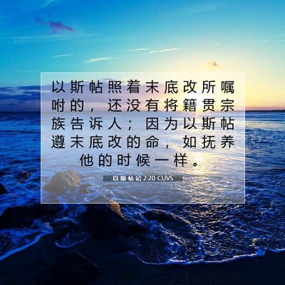 Picture 07 - 以 斯 帖 记 2:20 CUVS - 以 斯 帖 照 着 末 底 改 所 嘱 咐 的 - Bible Verse Picture