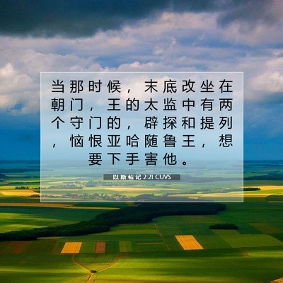 Picture 07 - 以 斯 帖 记 2:21 CUVS - 当 那 时 候 ， 末 底 改 坐 在 朝 门 - Bible Verse Picture