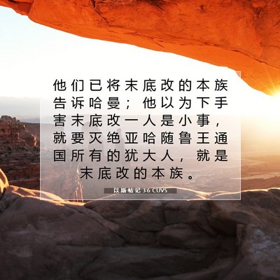 Picture 07 - 以 斯 帖 记 3:6 CUVS - 他 们 已 将 末 底 改 的 本 族 告 诉 - Bible Verse Picture