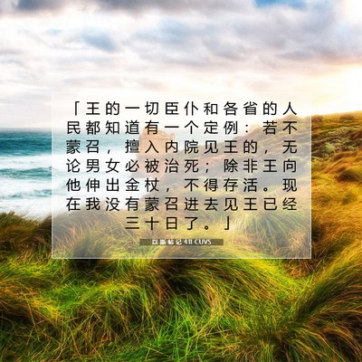 Picture 07 - 以 斯 帖 记 4:11 CUVS - 「 王 的 一 切 臣 仆 和 各 省 的 人 - Bible Verse Picture