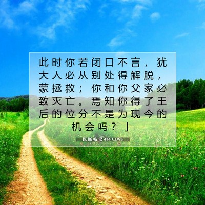 Picture 07 - 以 斯 帖 记 4:14 CUVS - 此 时 你 若 闭 口 不 言 ， 犹 大 人 - Bible Verse Picture