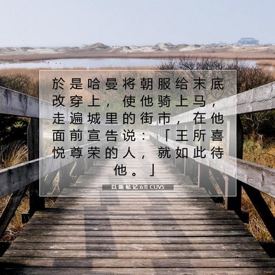 Picture 07 - 以 斯 帖 记 6:11 CUVS - 於 是 哈 曼 将 朝 服 给 末 底 改 穿 - Bible Verse Picture